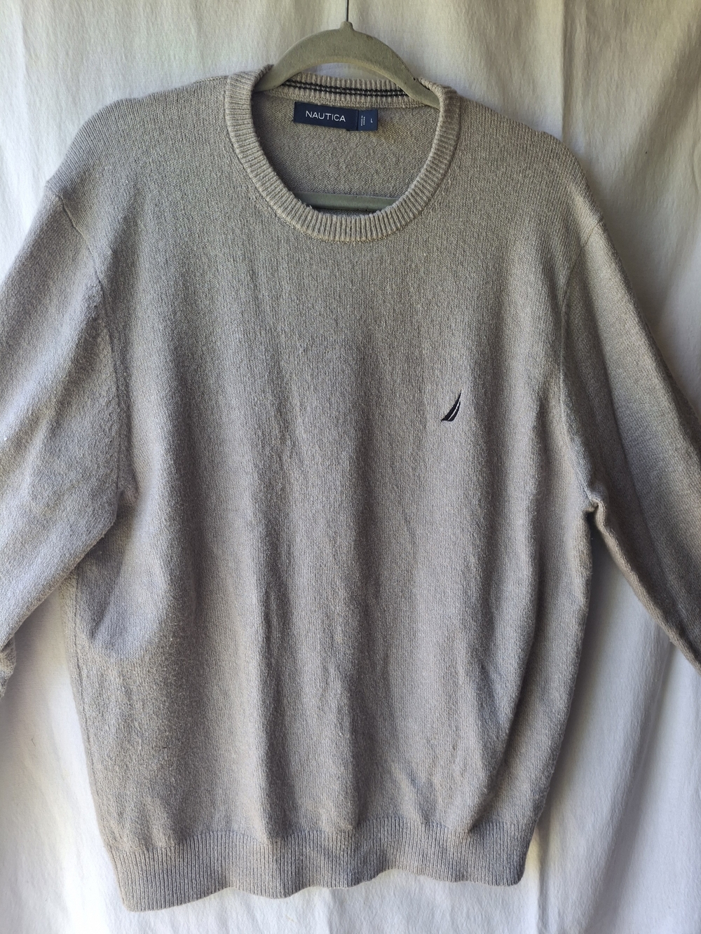 Nautica Men's Crewneck Sweater in Light Beige